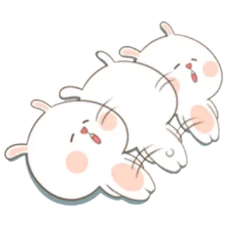 😑 conejo, lindo, animal, dibujos animados, blanco, conejito, kawaii whatsapp sticker