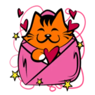 💝 gato, corazón, amor, sobre, estrellas, kawaii, lindo telegram sticker