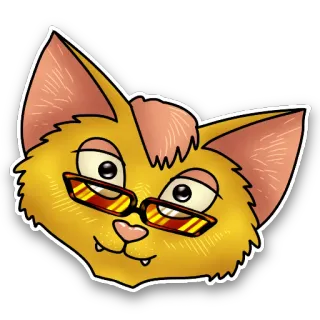 🐱 mèo, động vật, kính, phim hoạt hình, nhãn dán, vàng, nhân vật, dễ thương telegram sticker