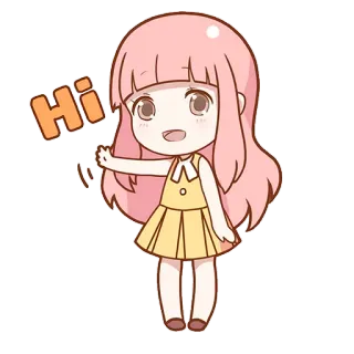 😉 Hi carino, ragazza, ciao, ciao, che saluta, kawaii telegram sticker