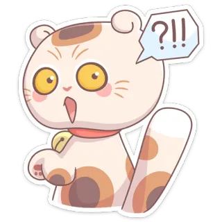 🤨 ?!! кот, вопрос, в замешательстве, мультик, милый, стикер whatsapp sticker