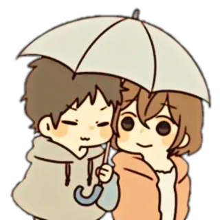 🌸 Cartoon, Paar, Regenschirm, Süß, Liebe, Regen telegram sticker