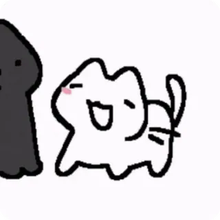 😄 cat, white cat, black object, animal, cute, doodle telegram sticker