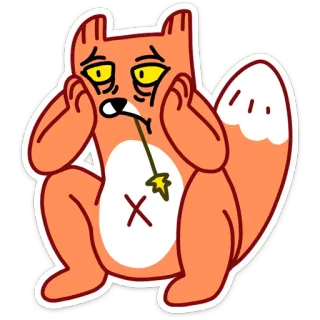 😔 fox, sad, tired, cartoon, animal, sticker telegram sticker