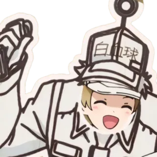 👮‍♀️ 白血球 Anime, Cells at Work!, Hataraku Saibou, Glóbulo Branco, Sticker, Arte telegram sticker