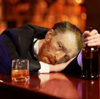 🍺 Alkohol, Trinken, Bar, betrunken, Van Gogh, Künstler, Alkoholismus telegram sticker