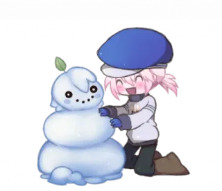 ❄ manusia salju, musim dingin, imut, anime, kawaii, salju, bangunan, anak telegram sticker
