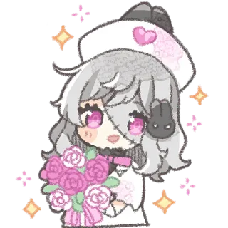 💐 Anime, Personaje, Lindo, Chica, Rosa, Rosa, Arte telegram sticker