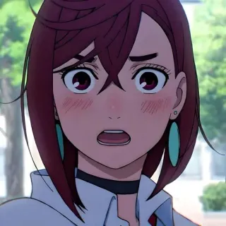 😧 Anime, Frau, Schockiert, Gesichtsausdruck, Rote Haare telegram sticker