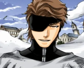 😁 Aizen Sosuke Bleach anime, manga, villain, eyepatch, smug telegram sticker