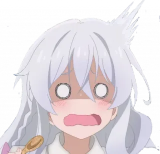 😰 อนิเมะ, ผู้หญิง, กลัว, ตกใจ, สีหน้า, ผมสีขาว telegram sticker