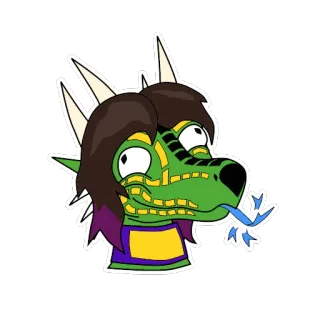 🤪 dragon, cartoon, sticker, furry, green, lizard, animal, fantasy telegram sticker