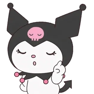 😊 Kuromi kuromi, dedo corazón, sanrio, dibujos animados, personaje, pegatina telegram sticker