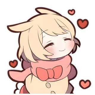 🥰 Мультфильм, Милый, Сердечки, Шарф, Чиби, Аниме telegram sticker