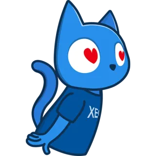 ❤ XEON kucing, stiker, biru, kartun, mata hati telegram sticker
