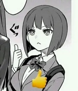 👍 ぐ Anime, Manga, Mädchen, Daumen hoch, Schuluniform, Japanisch telegram sticker