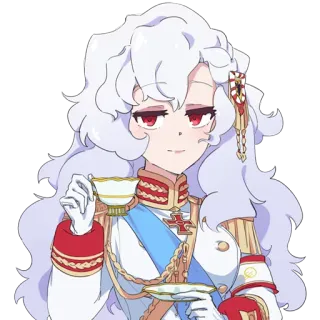 😎 アニメ, 女の子, 白い髪, お茶, 制服 telegram sticker