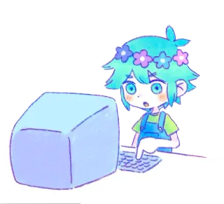 🤨 Basil Omori omori, bazyli, komputer, gra wideo, wieniec telegram sticker