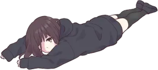 😞 anime, girl, lying down, hoodie, cute telegram sticker