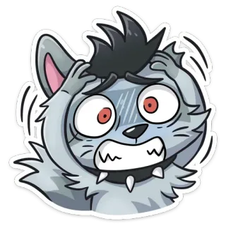 😱 Wolf, Cartoon, besorgt, verwirrt, ängstlich, Angst telegram sticker