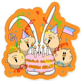 😃 birthday, cake, party, celebration, cute, animals, confetti telegram sticker