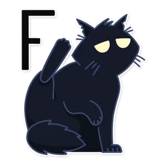 😥 F cat, black cat, cartoon, animal, pet telegram sticker