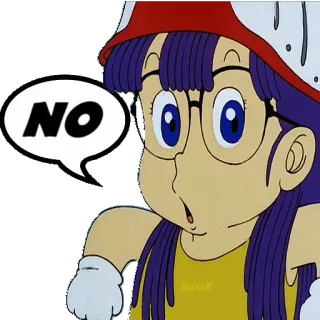 👎 NO Desenho animado, Menina, Óculos, Surpreso/a, Não telegram sticker