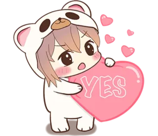 ❤️ YES cartoon, anime, cute, kawaii, heart, yes telegram sticker
