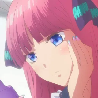 🦋 Nino Nakano The Quintessential Quintuplets Anime, Gadis, rambut pink, mata biru, Nino Nakano, The Quintessential Quintuplets whatsapp sticker