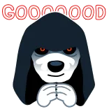 😈 GOOOOOD dog, evil, ominous, plotting, grim reaper, hooded, cartoon telegram sticker