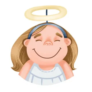 😇 ángel, aureola, dibujos animados, chica, lindo, inocente, ilustración telegram sticker