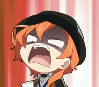 💛 Chuuya Nakahara Bungou Stray Dogs Animé, Dessin animé, Chuya Nakahara, En colère, Bungo Stray Dogs, Personnage telegram sticker