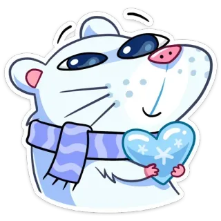 🔹 animale, carino, inverno, cuore, sciarpa, cartoni animati telegram sticker