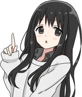 👆 Аниме, Девушка, Указывает, Милый, Мультфильм telegram sticker