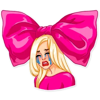 😭 khóc, buồn, cảm xúc, cô gái, nơ telegram sticker