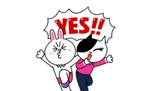 😚 YES!! мультфильм, да, взволнованный, праздник, счастливый, животные, дружба whatsapp sticker