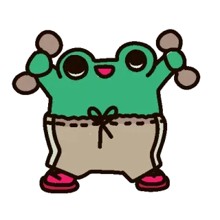 🥇 sapo, halter, exercício, fofo, desenho animado, kawaii, animal, fitness telegram sticker