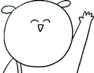 😀 cartone animato, orso, carino, che saluta, personaggio, bianco, semplice telegram sticker