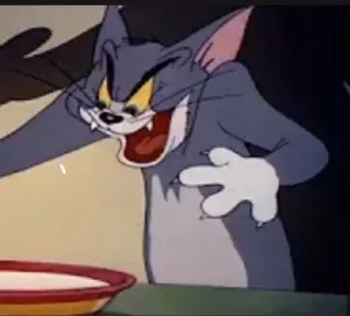 😈 Tom Cat Tom and Jerry cartone animato, gatto, arrabbiato, espressione, divertente whatsapp sticker