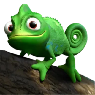 🙂 Pascal Tangled bunglon, hijau, hewan, imut, kartun, Disney, Tangled telegram sticker