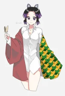 🖤 Shinobu Kocho Demon Slayer Шинобу Кочо, Клинок, рассекающий демонов, Аниме, Бабочка, Кимоно, Манга, Фанатское творчество whatsapp sticker
