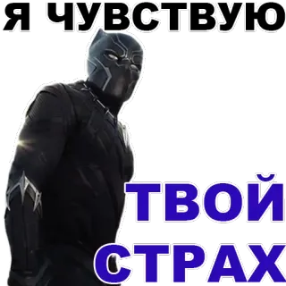 😃 Black Panther Я ЧУВСТВУЮ ТВОЙ СТРАХ Black Panther, Marvel, superhero, ketakutan, Wakanda, Chadwick Boseman telegram sticker
