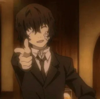 📺 Osamu Dazai Bungou Stray Dogs Anime, Manga, Bungou Stray Dogs, Dazaï, Osamu Dazaï, Pistolet avec les doigts telegram sticker
