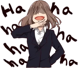 😈 Ha ha ha anime, laughter, woman, cartoon, ha ha telegram sticker