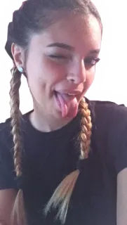 😜 woman, tongue, wink, girl, face, pigtails telegram sticker