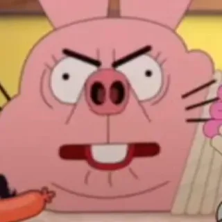🐽 Richard Watterson The Amazing World of Gumball Cartoon, animiert, pink, Hase, wütend, lustig whatsapp sticker