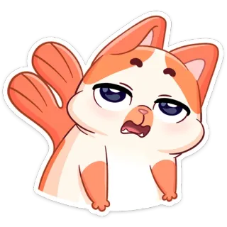 ☹️ kucing, stiker, kartun, lucu, mengantuk, hewan, oranye telegram sticker