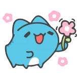🌺 gato, flor, fofo, kawaii, desenho animado, feliz telegram sticker