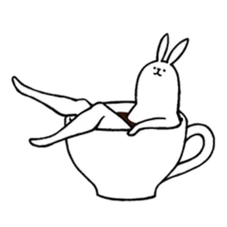 ☕ lapin, café, tasse à thé, mignon, drôle, animal whatsapp sticker