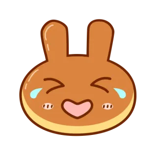 😂 emoji, pleurer, larmes, mignon, donut, lapin, dessin animé telegram sticker